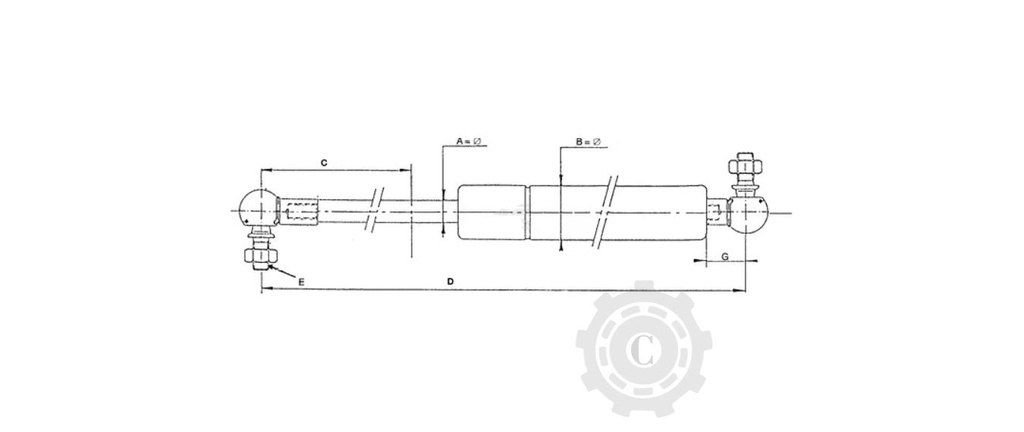 AMORTIZOR GAZ L344MM CURSA 124MM 250N