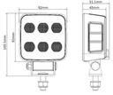 LAMPA DE LUCRU LED 60W 6600LM PATRAT