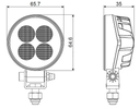 LAMPA DE LUCRU LED 12W 1200LM ROTUND 12/24V