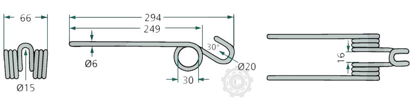 Gheara elastica grebla adunat fan 66x294x6 mm (Pottinger)