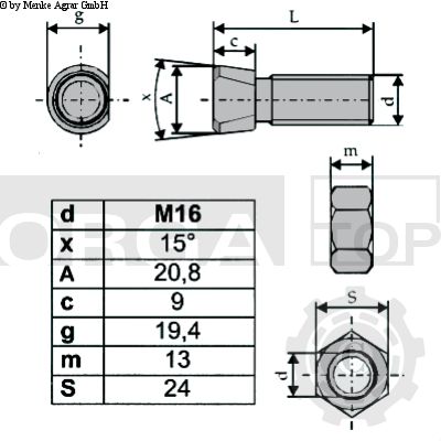 SURUB M16X80 22505