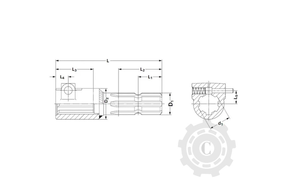 Bucșă extensie 1,3/8" cu 6 caneluri