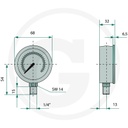 85000401 MANOMETRU 16 BARI Ø63mm - 1/4"