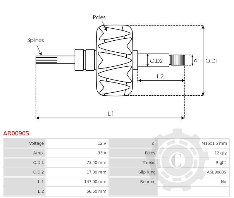 ROTOR ALTERNATOR AR0090S