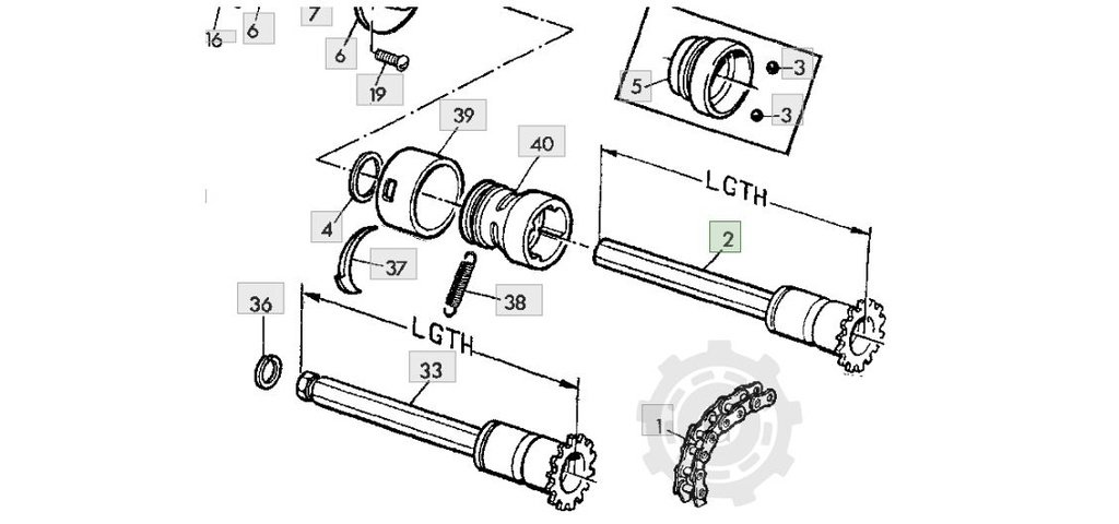 AX CU PINION JD L=500MM