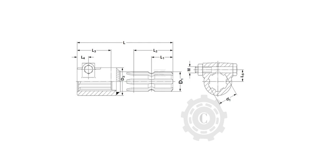 Reducție cardanică tată 1 3/8" (6) mamă 1 3/4" (20) cu șurub 6710166KR