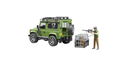 Masina de teren Land Rover Defender station wagon cu padurar si caine