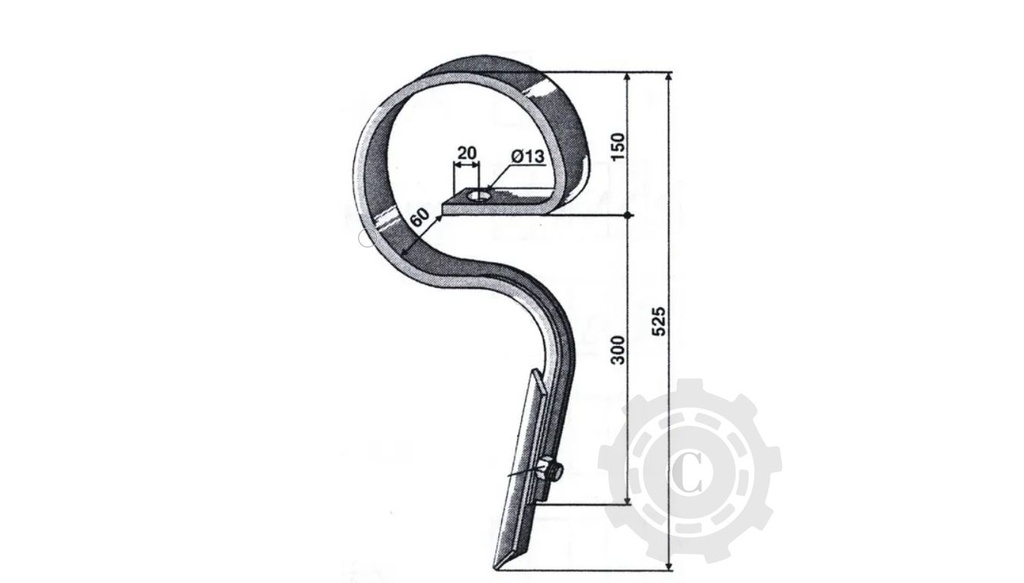 330921 arc cultivator cu daltă 32x12x520mm