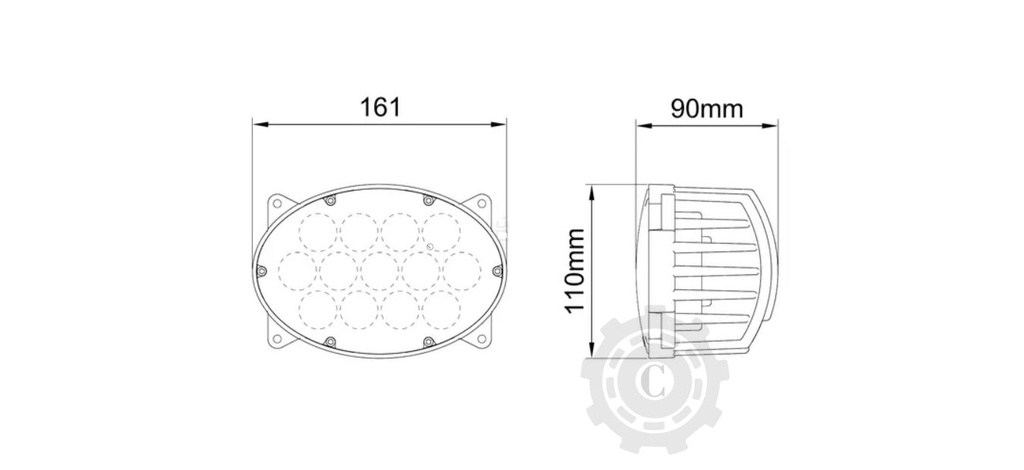 PROIECTOR OVAL  10/30V 65W 13 LEDURI