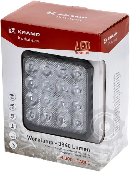 LA10047 LAMPA DE LUCRU CU LED 48W 3840lm PATRATA 10/30V 112x54,5x136MM TIP FLOOD 16 LED-URI