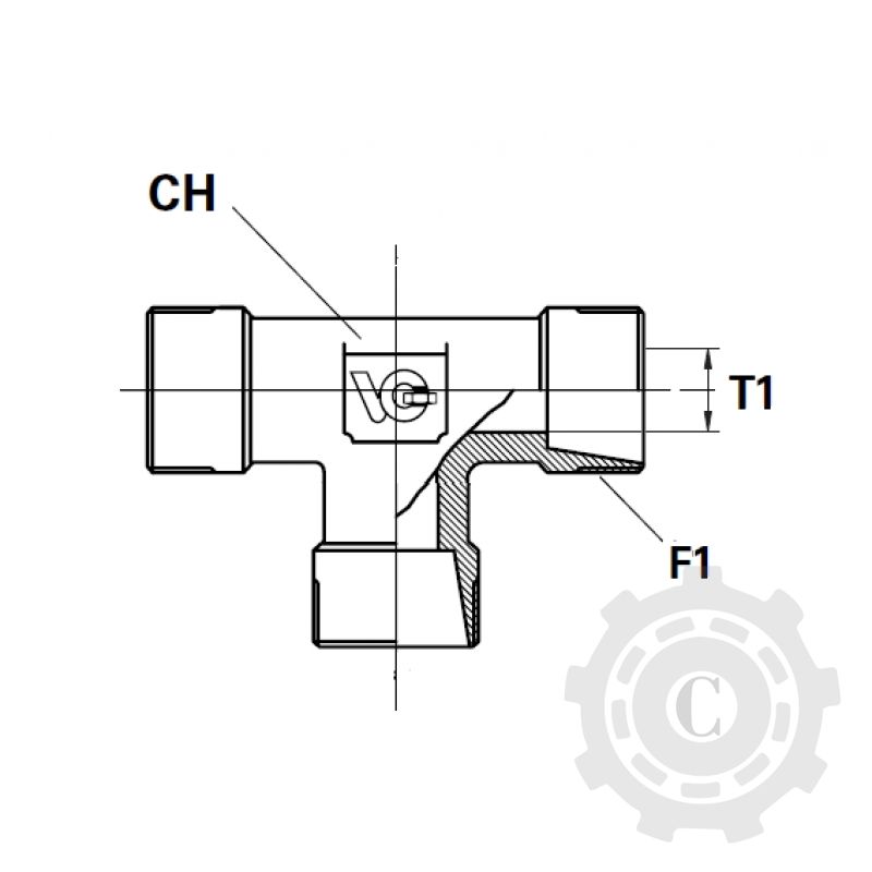 RACORD T FE-OL M12*1.5 MIJLOC