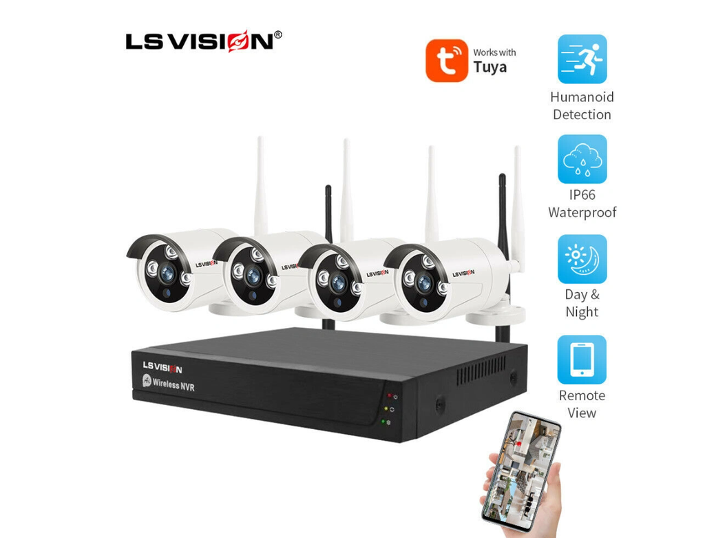 Sistem supraveghere CCTV 4 camere cu senzor de miscare WIFI, 2.4G, HD Ls Vision