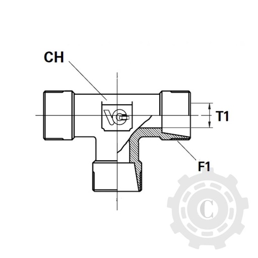 [CP029259] RACORD T FE-OL M12*1.5 MIJLOC